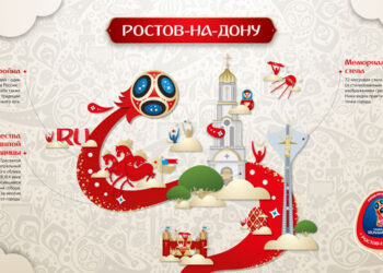 В символике ЧМ-2018 по футболу Ростов использует 72-метровую стелу, тройку лошадей и Собор