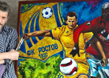 Ростовский художник запечатлел битву «Ростова» с «Манчестер Юнайтед»