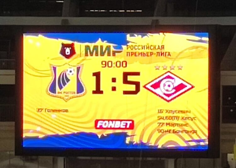 ФК Ростов Спартак Москва счет 15 21 апреля 2024